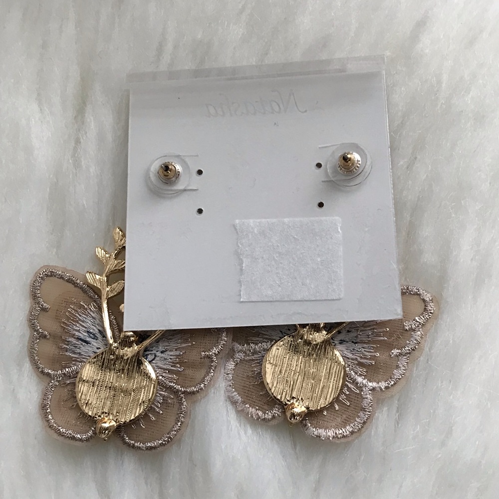 Natasha Gold-Tone Butterfly Dangle Earrings - Picture 2 of 3